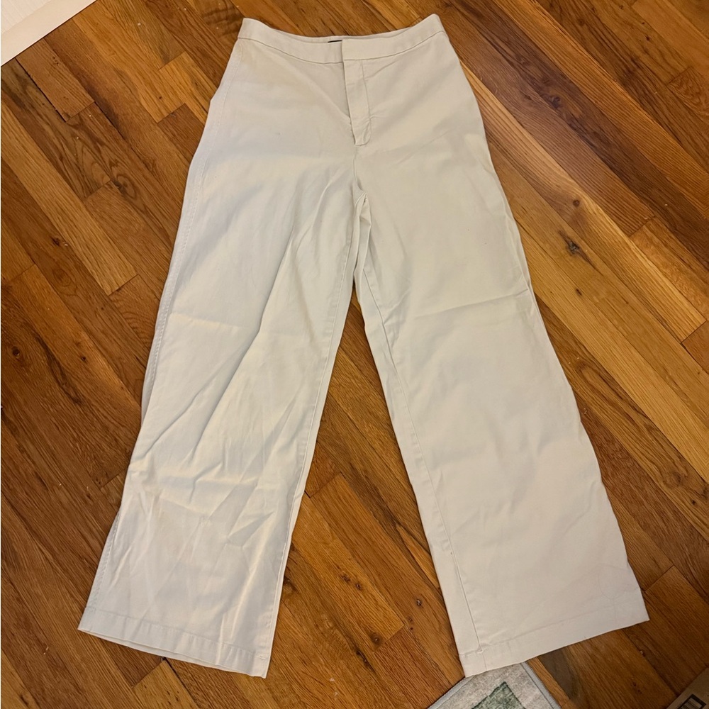 Express Women's Light Cream Wide-Leg Pants